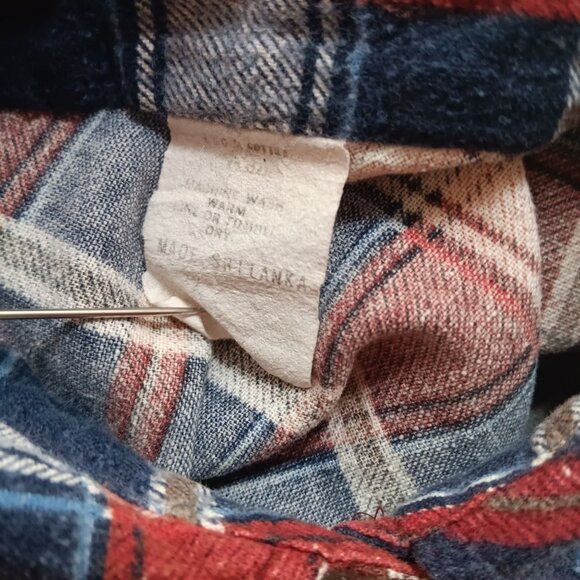 True Vintage Women's Medium Shirt 1970s Flannel Top Plaid Boho Winter Frumpy - Picture 7 of 8